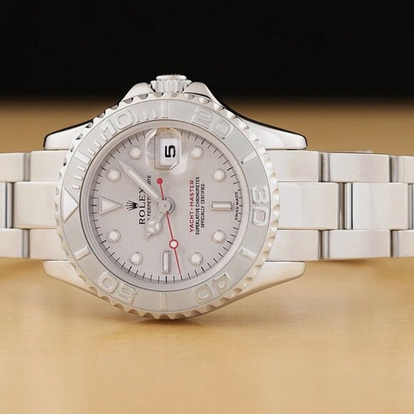 ROLEX LADIES YACHT-MASTER PLATINUM DIAL 29MM WATCH WITH BOX main image 9